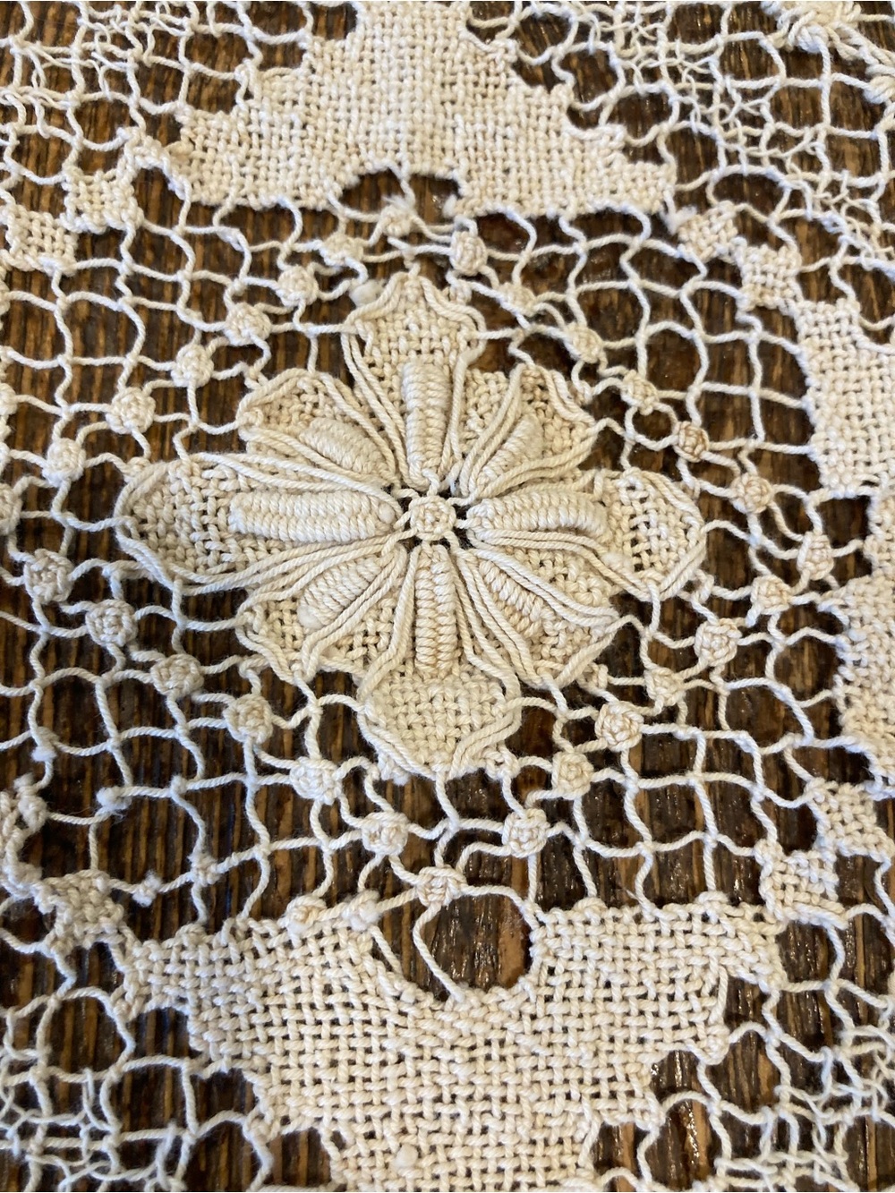 Crochet Tablecloth Square Floral Design In Cream Color - Picture 13 of 13